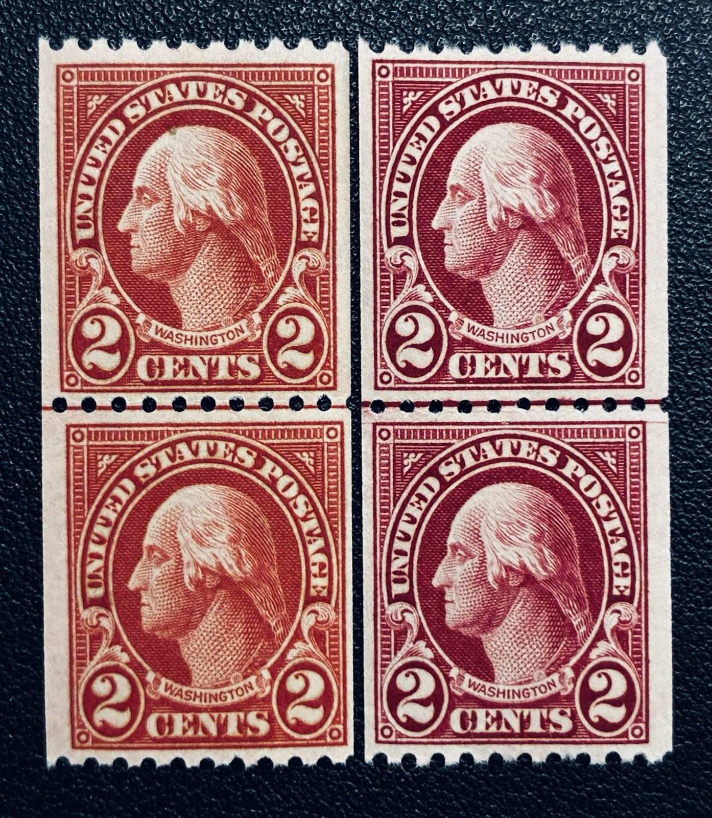 US Stamp, Scott #606 & 606a Line Pairs, 1923 2c Washington / Mint NH OG SCV $775 US Stamp, Scott #606 & 606a Line Pairs, 1923 2c Washington / Mint NH OG SCV $775