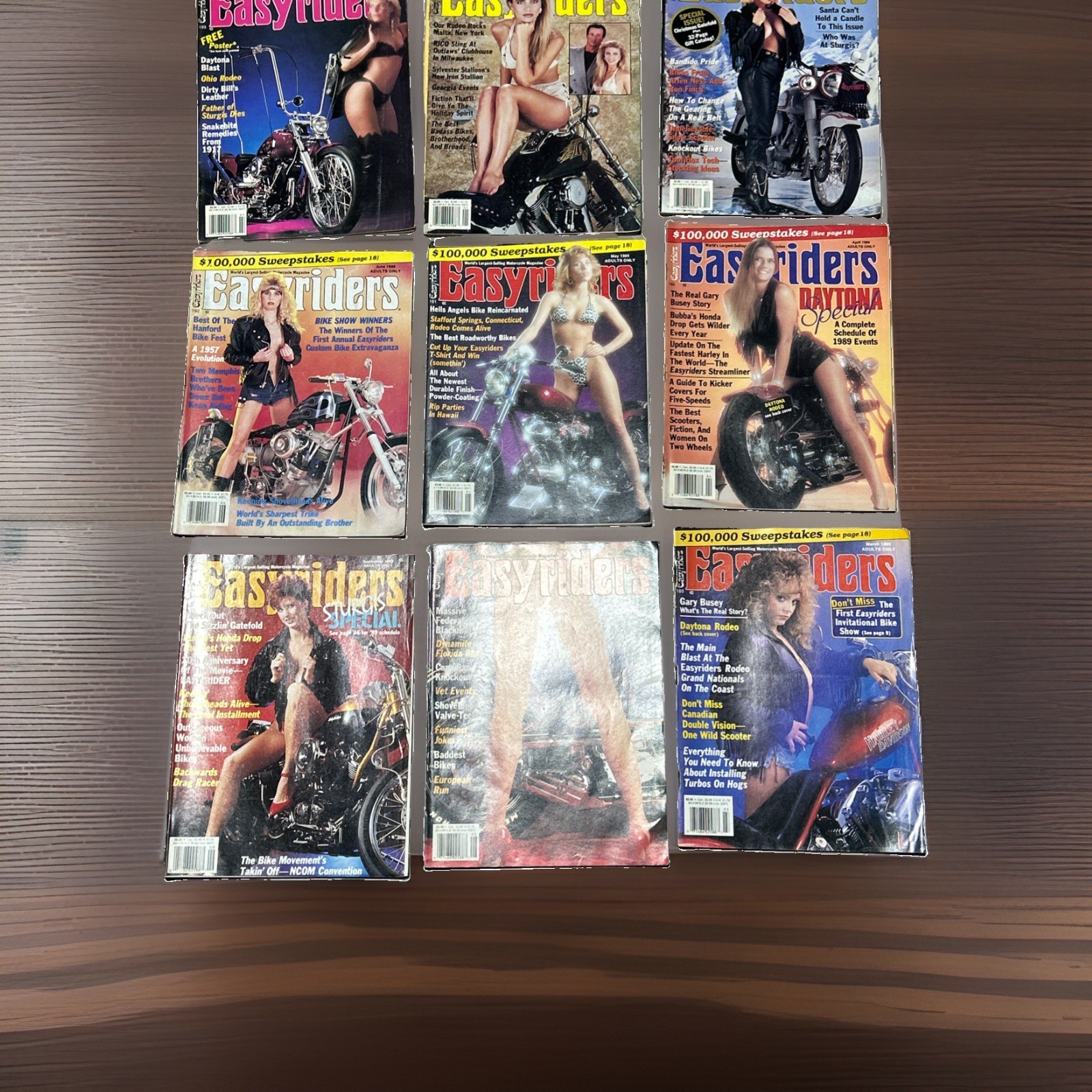 Lot (9) Vintage 1989 EASYRIDER MOTORCYCLE David Mann Artwork And Centerfolds