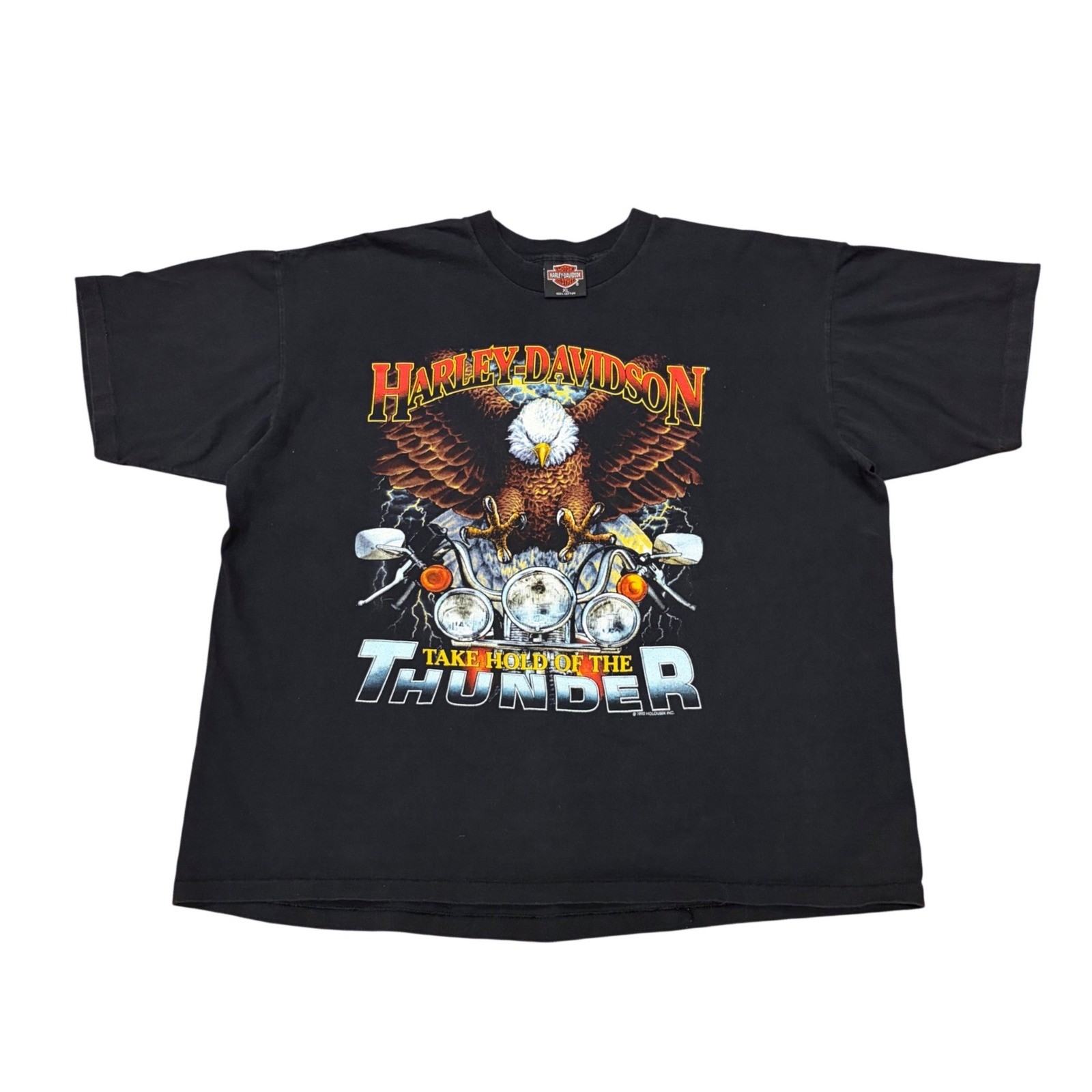 Vintage 1992 Harley Davidson Take Hold of the Thunder T-Shirt Black XL Pompano Vintage 1992 Harley Davidson Take Hold of the Thunder T-Shirt Black XL Pompano