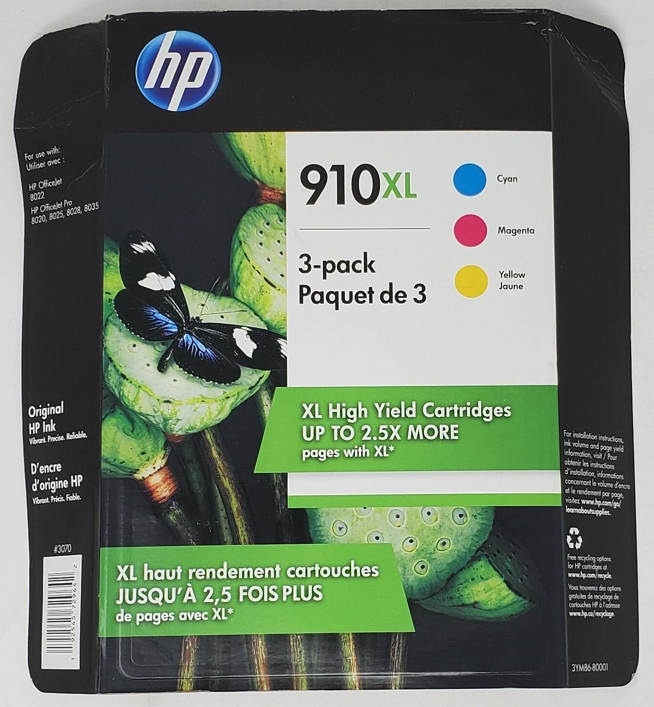 Genuine HP 910XL Color -Cyan/ Magenta/Yellow High Yield Ink Cartridges Genuine HP 910XL Color -Cyan/ Magenta/Yellow High Yield Ink Cartridges