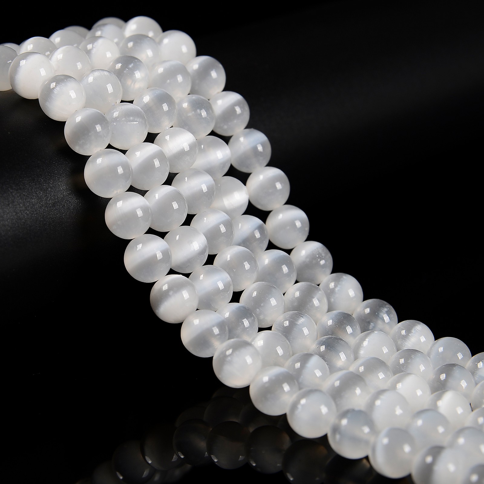 Natural Selenite Smooth Round Beads Size 6mm 8mm 10mm 12mm 16mm 18mm 15.5