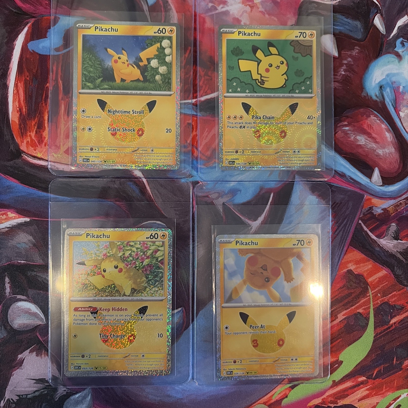 MINT Pokemon TCG 30th Celebration Pikachu Holo Set of 4: 04/30 11/30 12/30 23/30