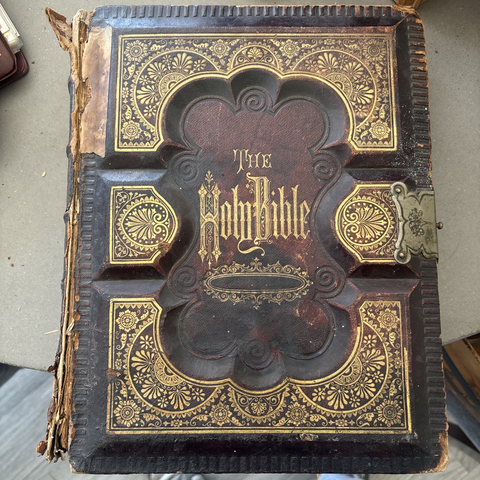 Antique Holman's Holy Bible 1870's Family Bible Masonic customization on back Antique Holman's Holy Bible 1870's Family Bible Masonic customization on back