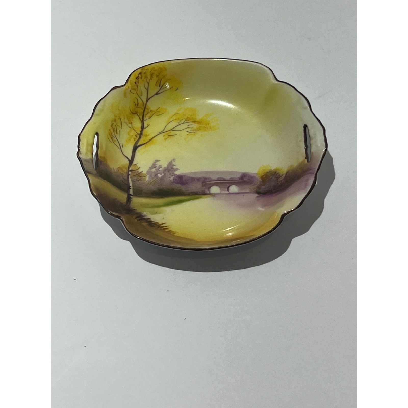 Vintage Noritake Hand Painted Bowl Bridge Scene