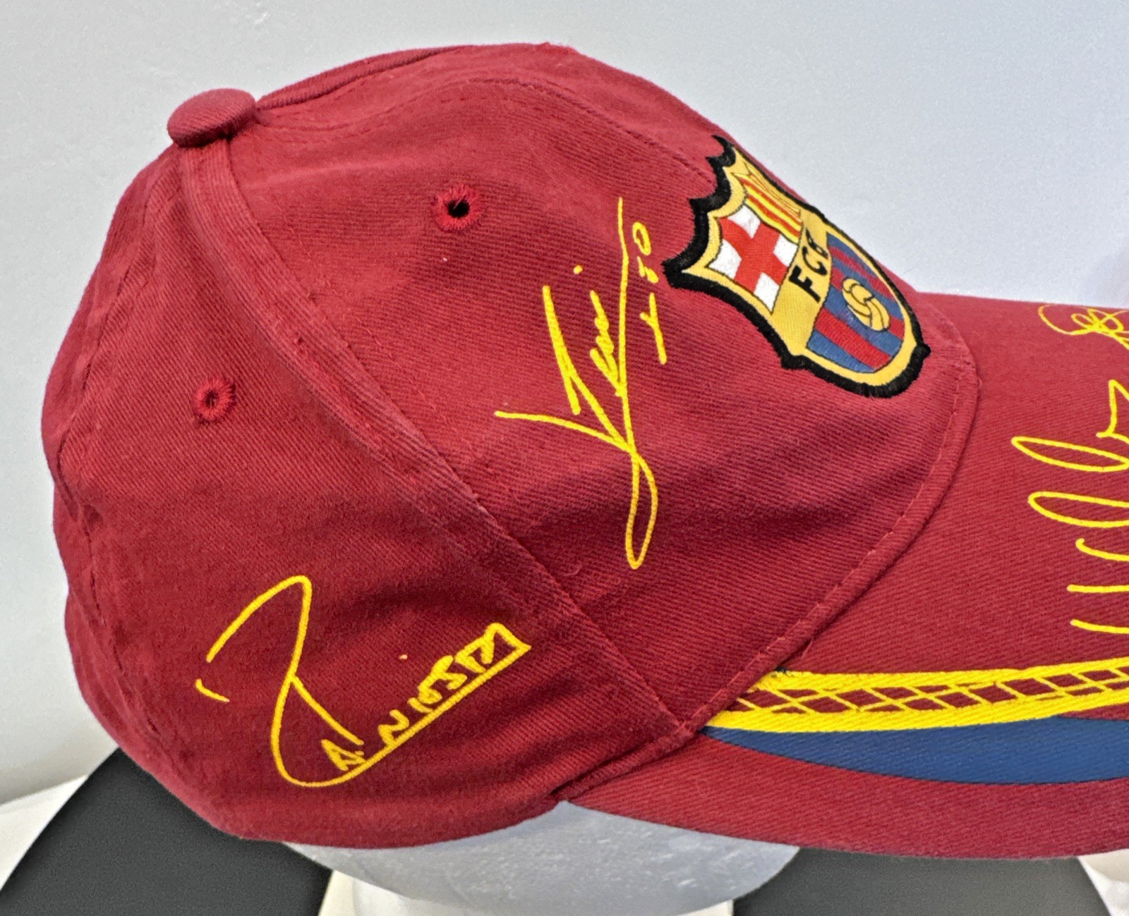 FC Barcelona Hat Cap Adjustable 2-Tone-Navy/Maroon [Sport] Pre-owned, washed