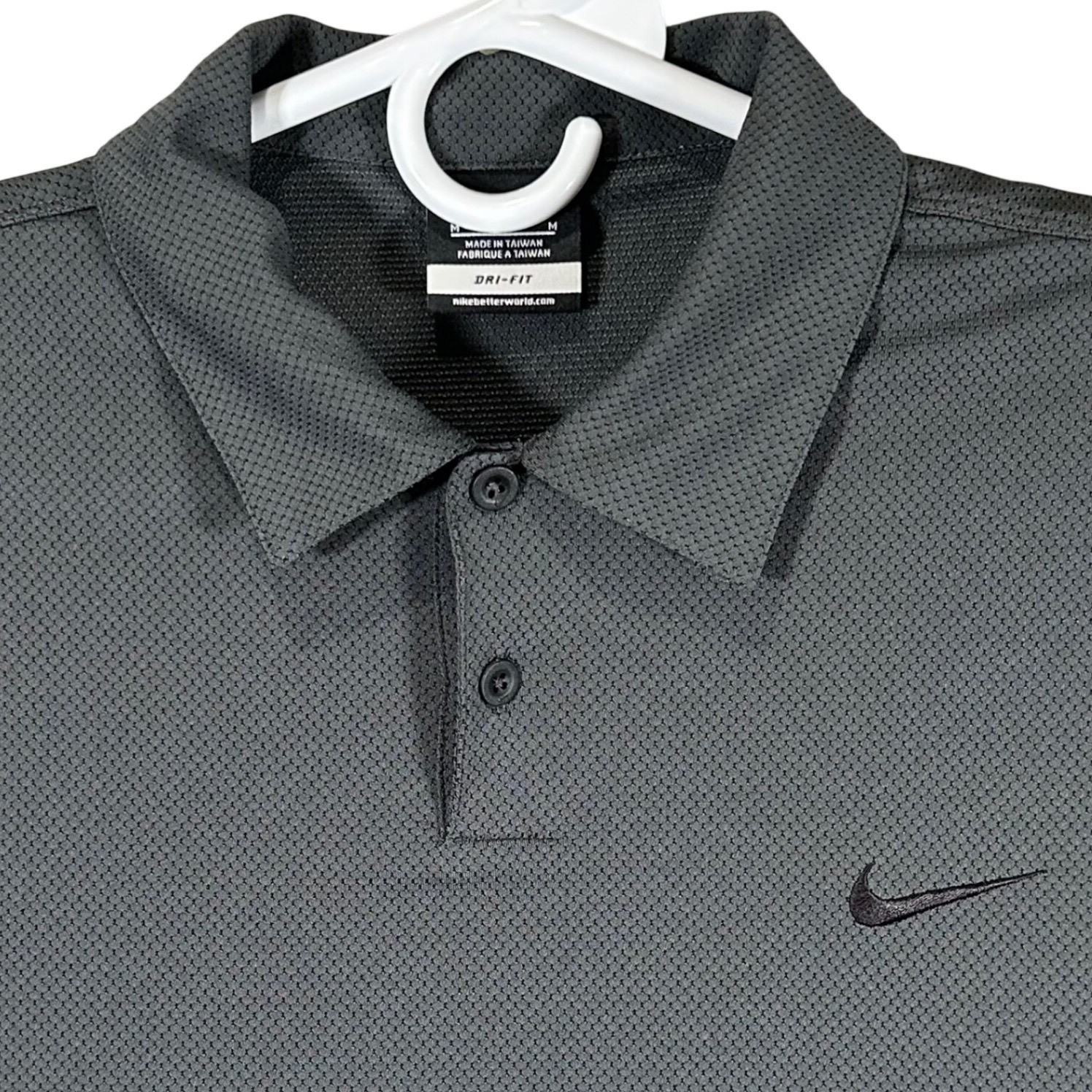 Nike Golf Dri-FIT Mens Gray Textured Short Sleeve Polo Shirt 402309-010 Size M