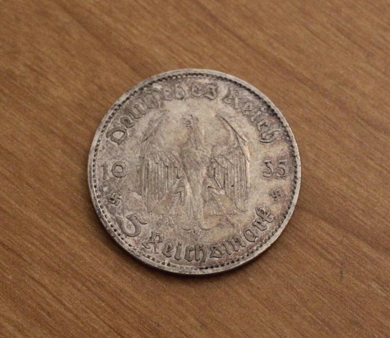 1935 A German 5 Reichsmark Potsdam Garrison Church Silver Coin
