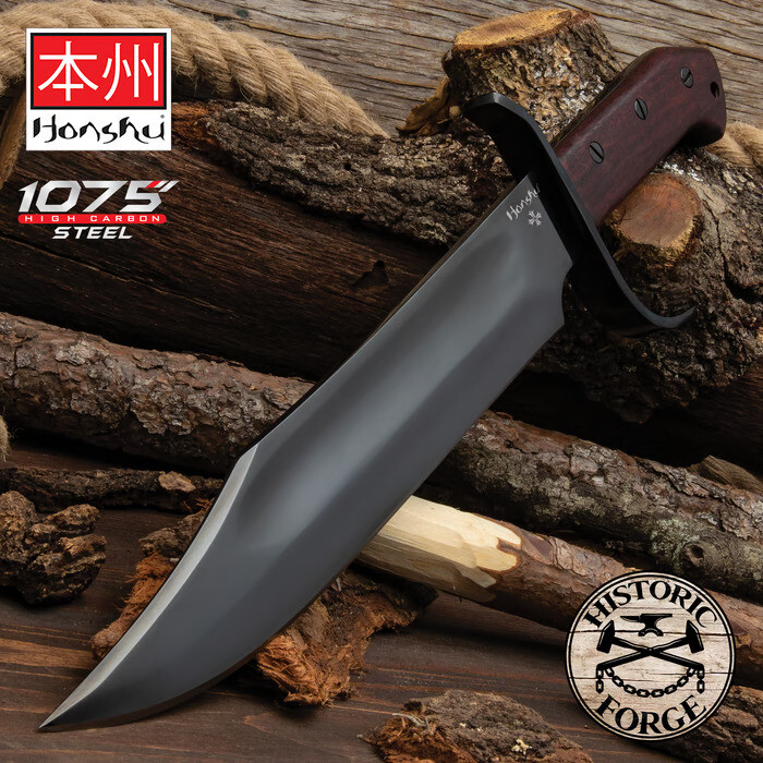 Honshu Historic Forge Pioneer Bowie Knife - 1075 Carbon Steel, Length 17 3/4\