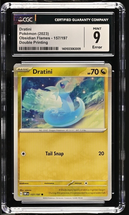 Dratini Obsidian Flames 157/197 Double Printing Error CGC 9 Dratini Obsidian Flames 157/197 Double Printing Error CGC 9