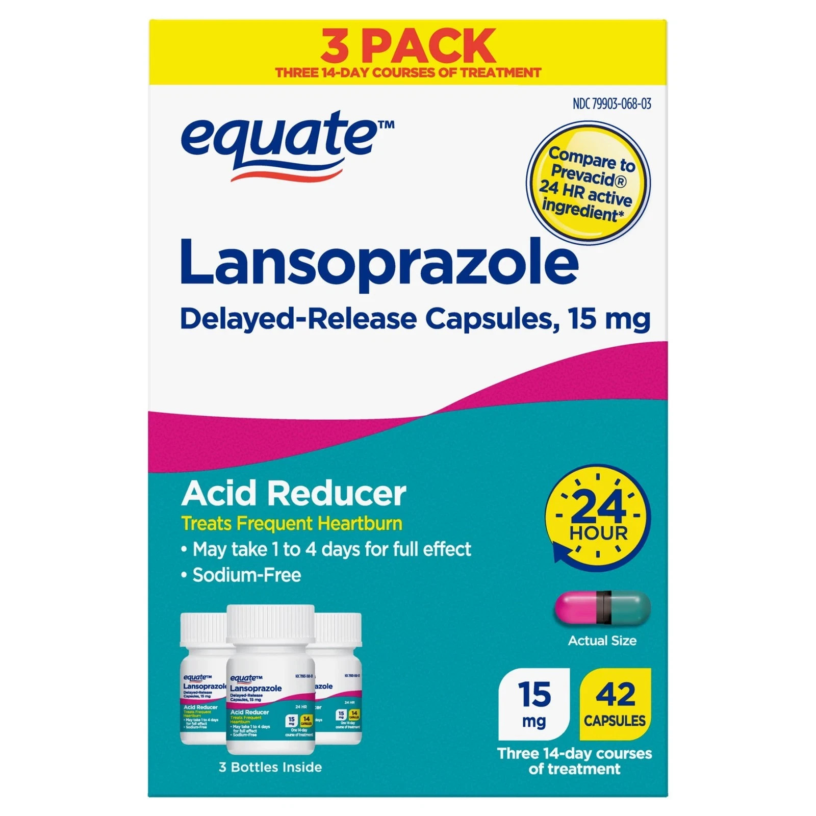 EQUATE Lansoprazole Delayed Release 15mg Acid Reducer 42 Capsules