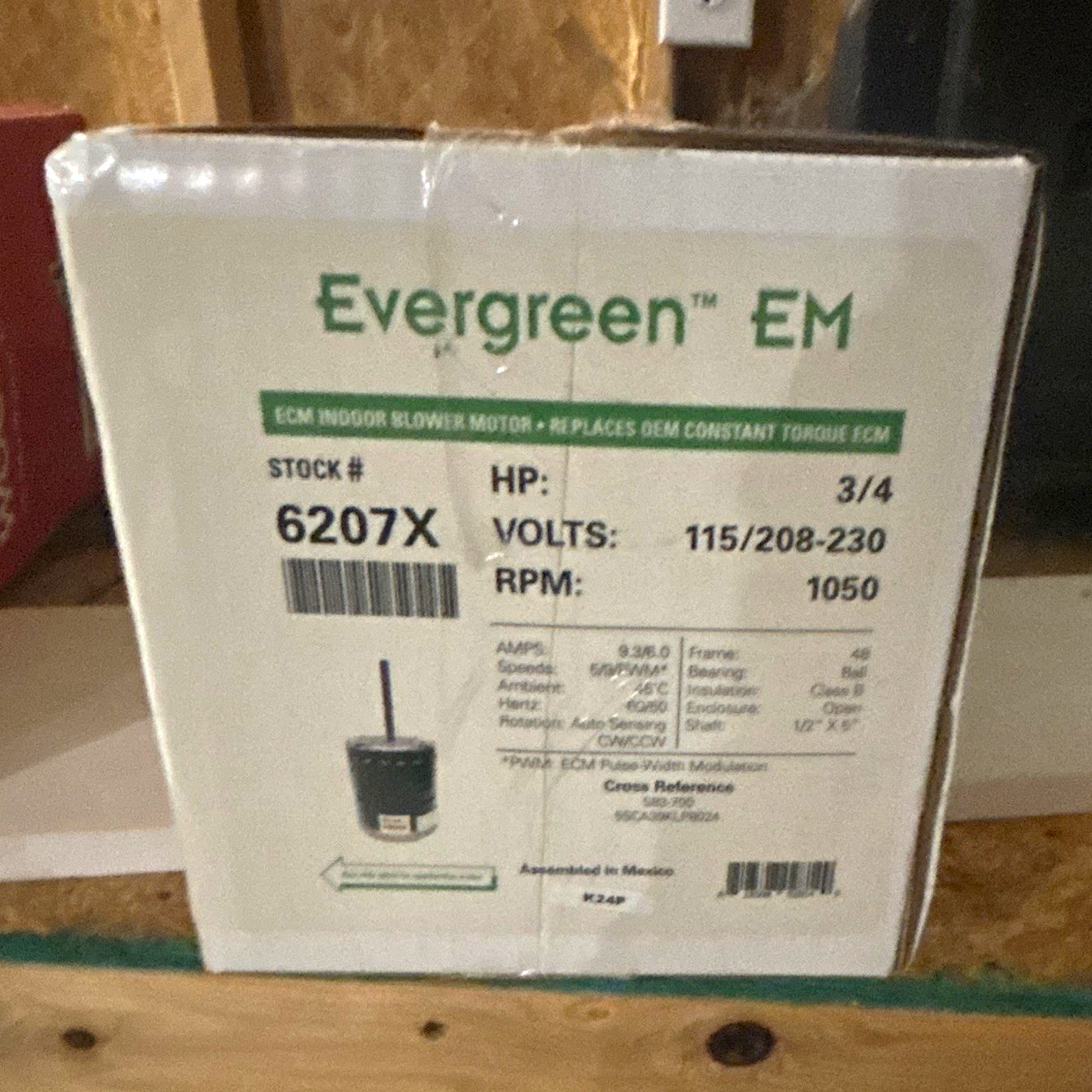 Genteq Evergreen EM 6207X ECM Indoor Blower Motor 3/4HP 115/208-230V 1050RPM
