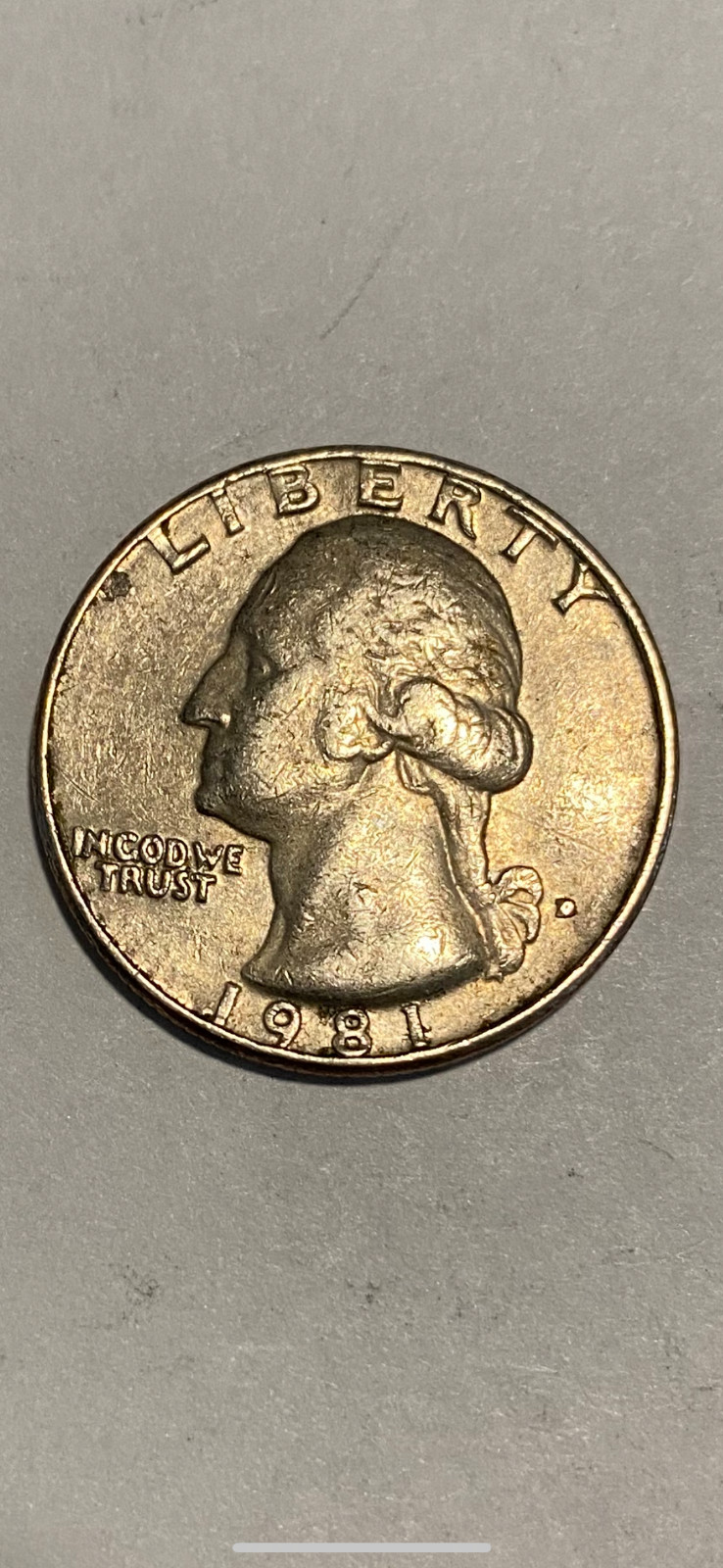 1981 D WASHINGTON QUARTER Filled Mint Mark 1981 D WASHINGTON QUARTER Filled Mint Mark