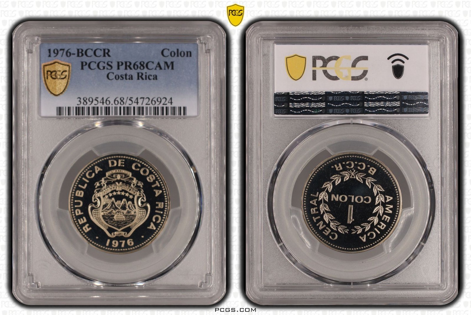 COSTA RICA PROOF 1 COLON COIN 1976 YEAR KM#186.4 PCGS GRADING PR68 TOP 🥇 COSTA RICA PROOF 1 COLON COIN 1976 YEAR KM#186.4 PCGS GRADING PR68 TOP 🥇