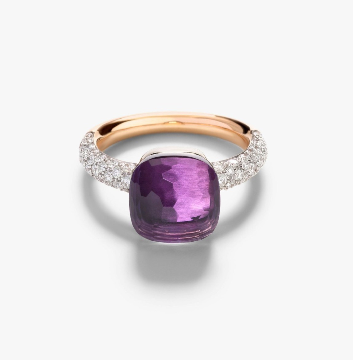 Beautiful Pomellato Nudo Classic Natural Amethyst Ring,925 Sterling Silver Rings