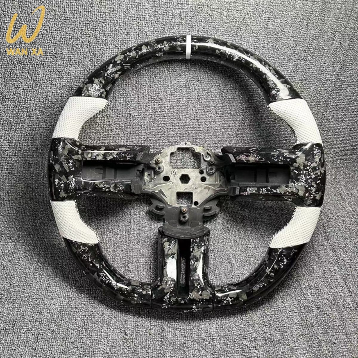 Real Forged Carbon Fiber White Steering Wheel for Ford Mustang GT 2012-2014