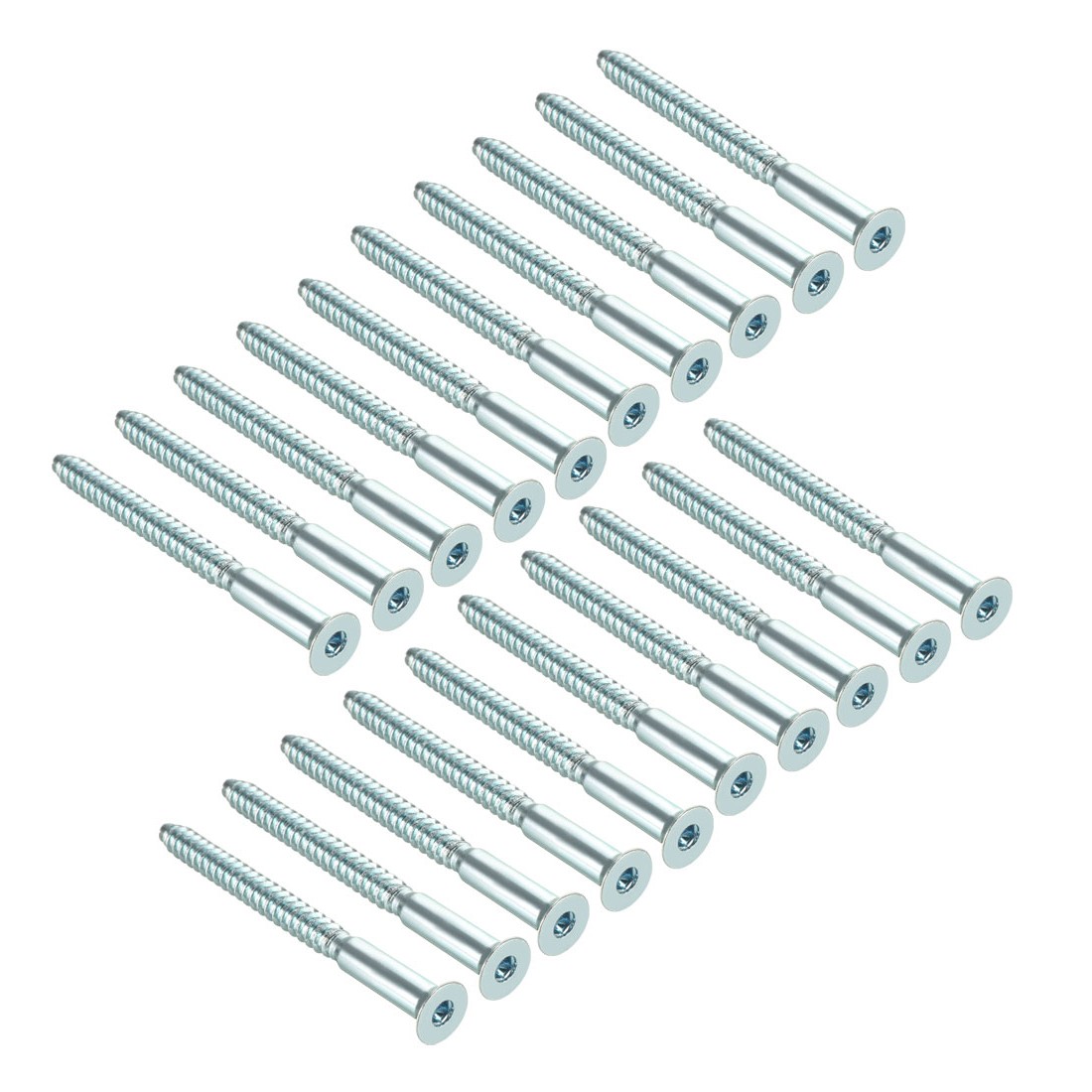 20pcs Furniture Confirmat Screw 7 x 85mm Hex Socket Wood Screw Zinc Plated