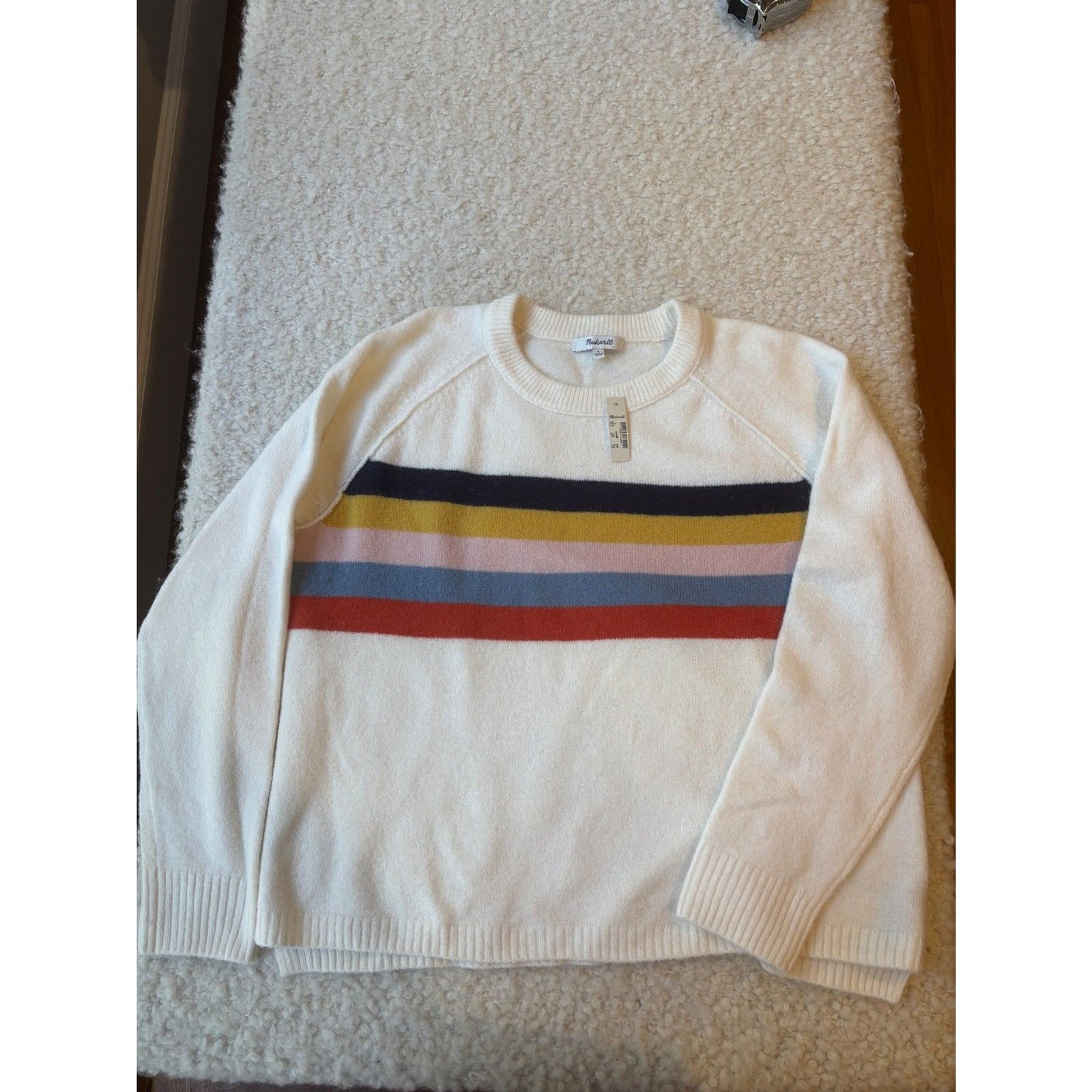 Madewell Placed Stripe Allister Sweater Alpaca Wool Blend Size S NWT Madewell Placed Stripe Allister Sweater Alpaca Wool Blend Size S NWT