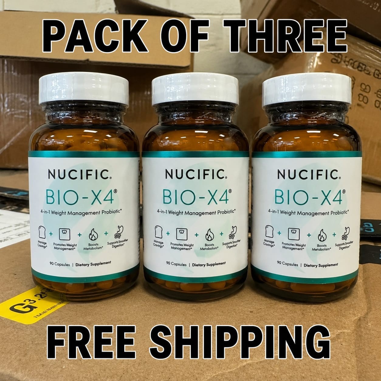 3 Pack Bio-X4 4-in-1 Probiotic Digestive Weight Support 90 Caps EXP 11/2027 3 Pack Bio-X4 4-in-1 Probiotic Digestive Weight Support 90 Caps EXP 11/2027