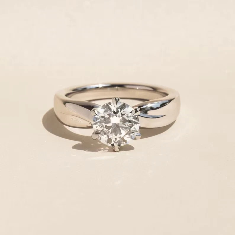 IGI 2.10 Ct Round CVD Lab Grown Diamond Solitaire Ring F VS2 14K White Gold