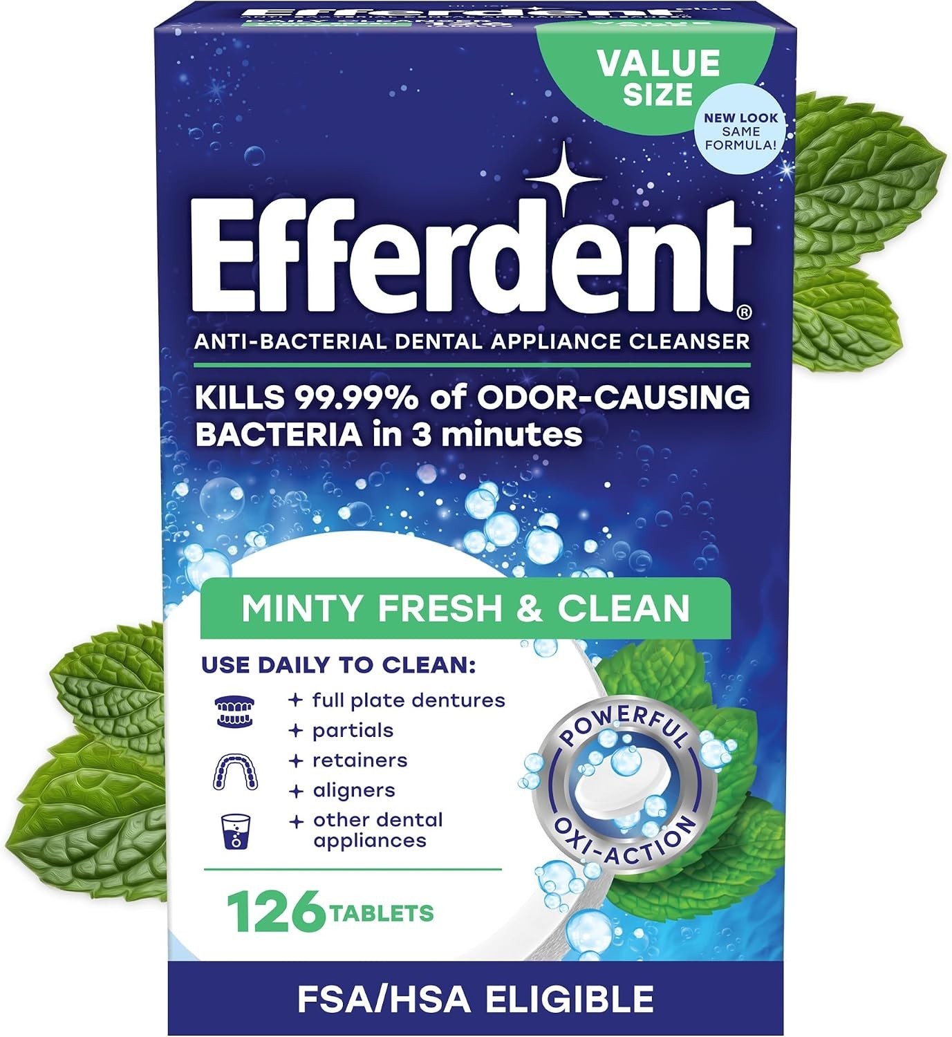 NEW Efferdent Retainer & Denture Cleaner Tablets Minty and Fresh Clean 126 Count NEW Efferdent Retainer & Denture Cleaner Tablets Minty and Fresh Clean 126 Count