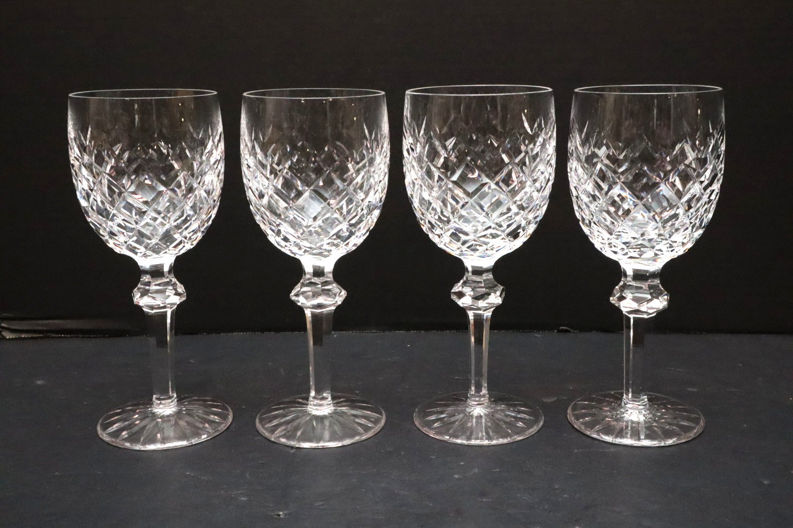Waterford Crystal Powerscourt Set of 6 Water Goblets Glasses Stemware 7 5/8