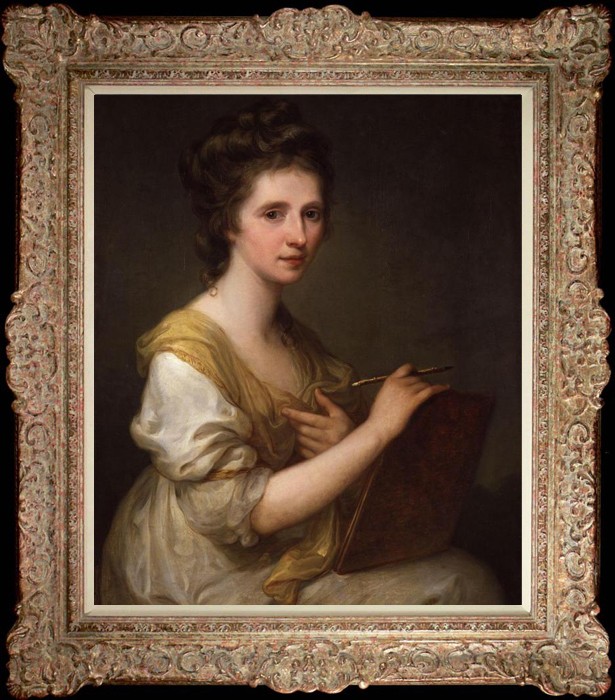 Hand Painted Oil Painting Female Artist Holding Paintbrush Classic Vintage Woman