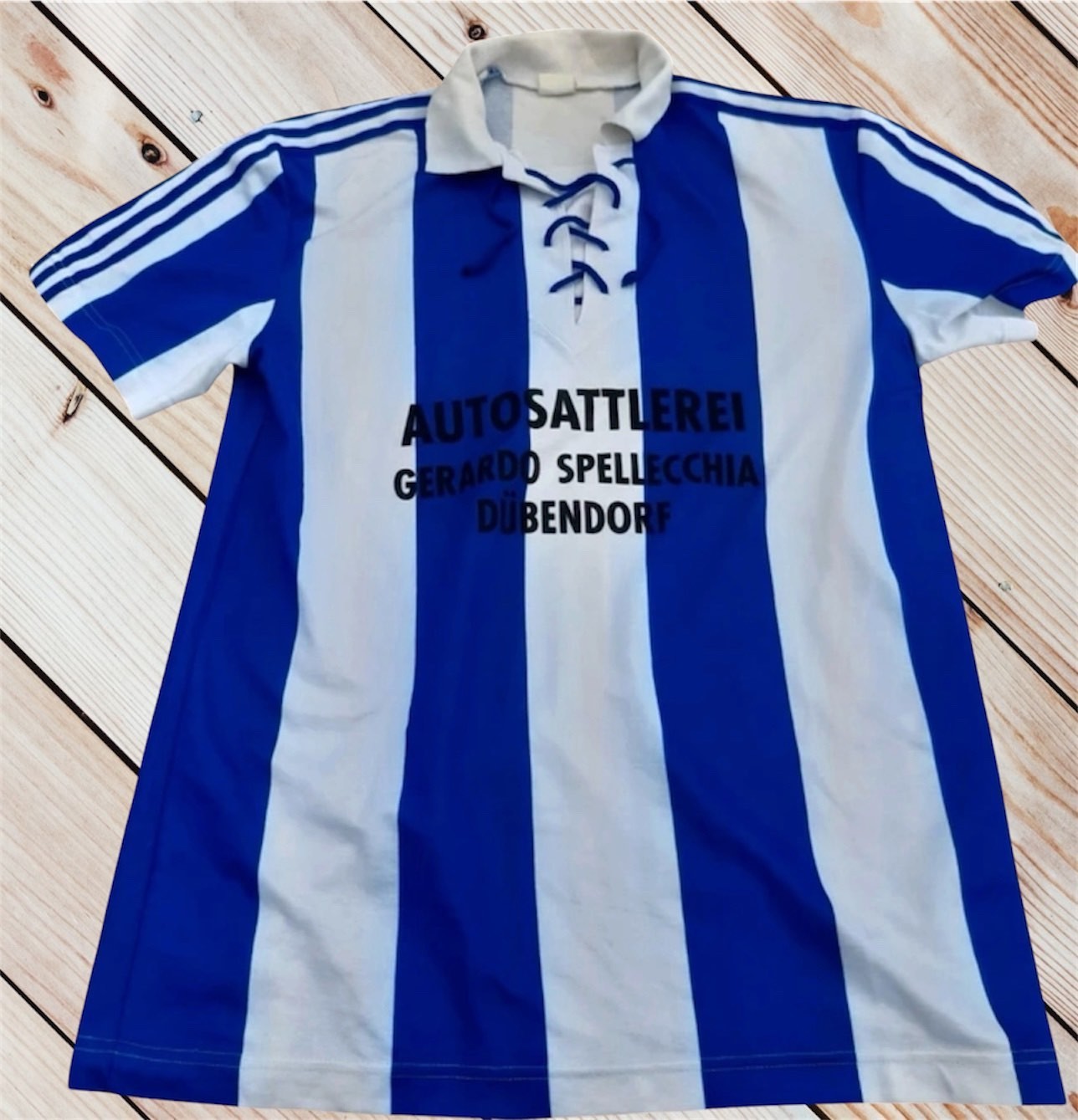 Vintage 80s Adidas Ventex Made in France Lace Up Football Shirt Jersey #4 M Vintage 80s Adidas Ventex Made in France Lace Up Football Shirt Jersey #4 M