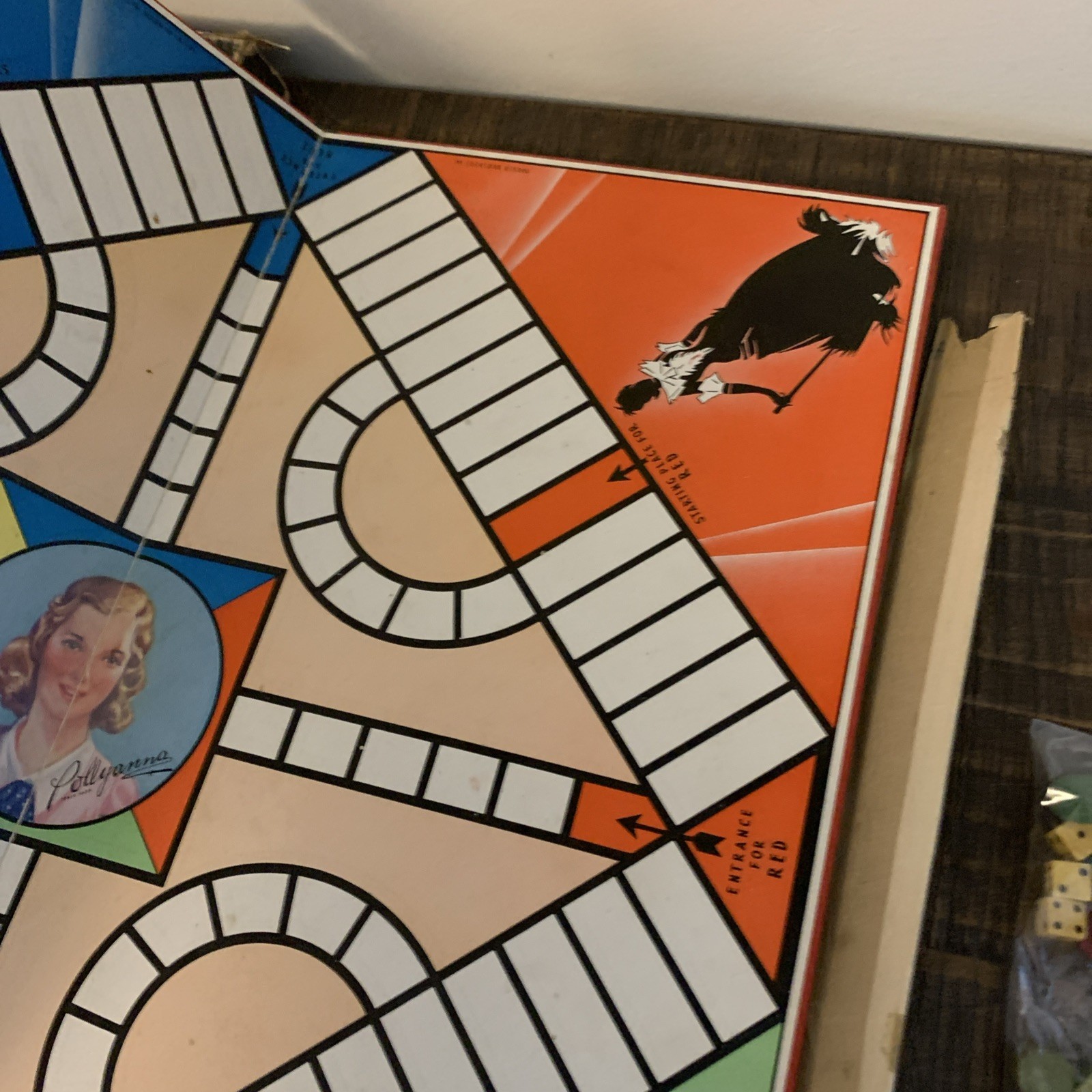 Vintage Board Game Lot Pollyanna Parker Bros Giant Double Hi-Q Parcheesi Pieces