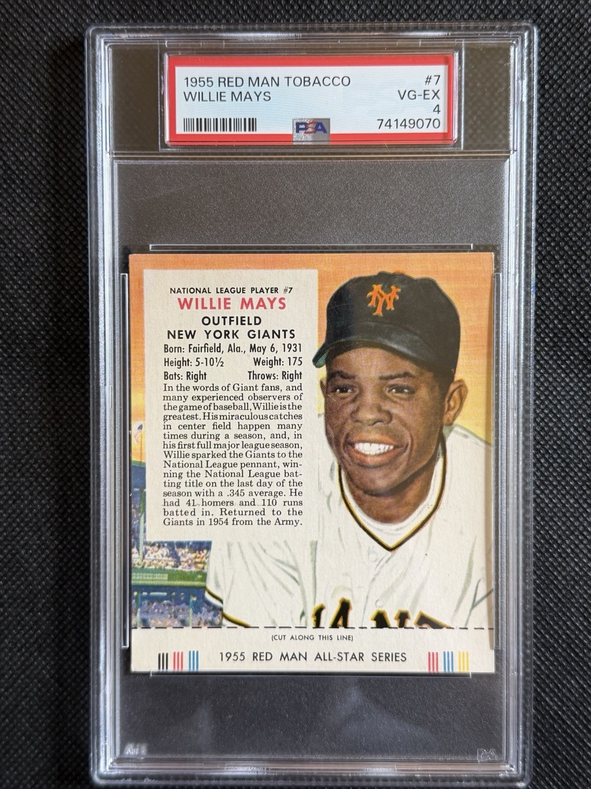 1955 RED MAN TOBACCO WILLIE MAYS PSA 4 HOF RARE WITH TAB - Amazing Deal 1955 RED MAN TOBACCO WILLIE MAYS PSA 4 HOF RARE WITH TAB - Amazing Deal