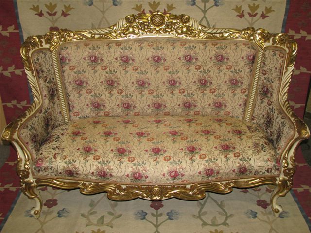 Dramatic French c. 1900 Rococo Sofa, Heavily Gilded --  Fabulous Condition