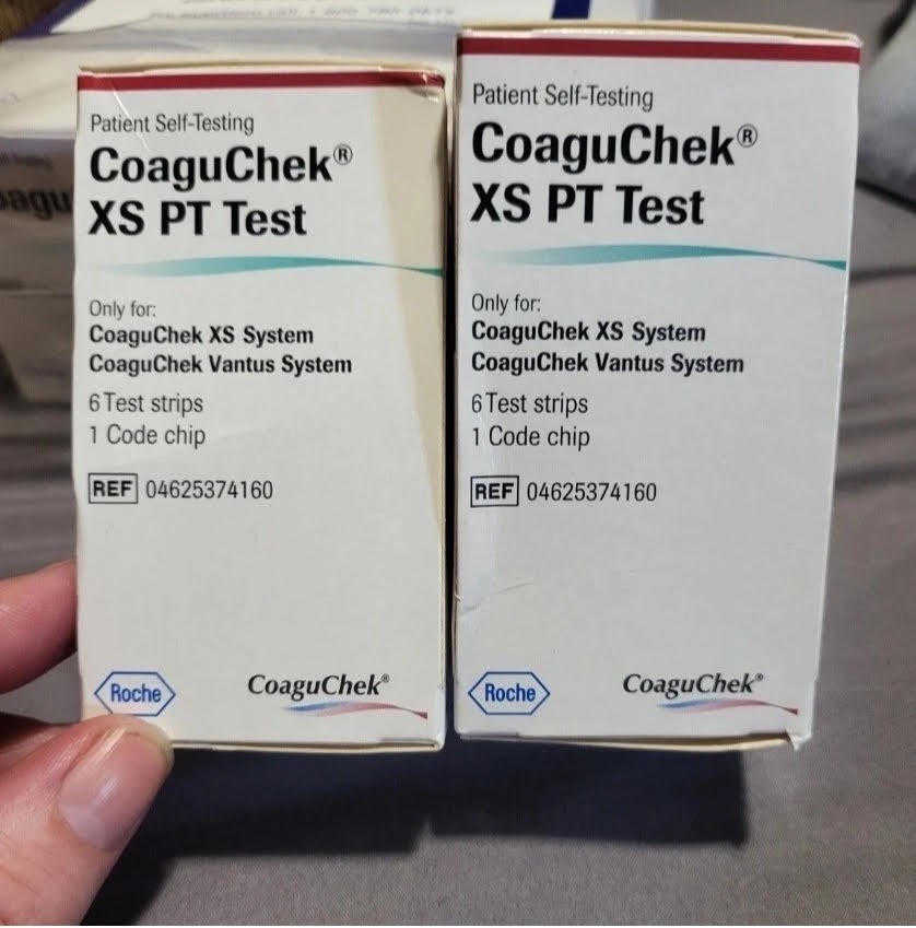 2 CoaguChek XS PT 6 Test Strips 1 Code Chip, Expiration 7/2027 2 CoaguChek XS PT 6 Test Strips 1 Code Chip, Expiration 7/2027