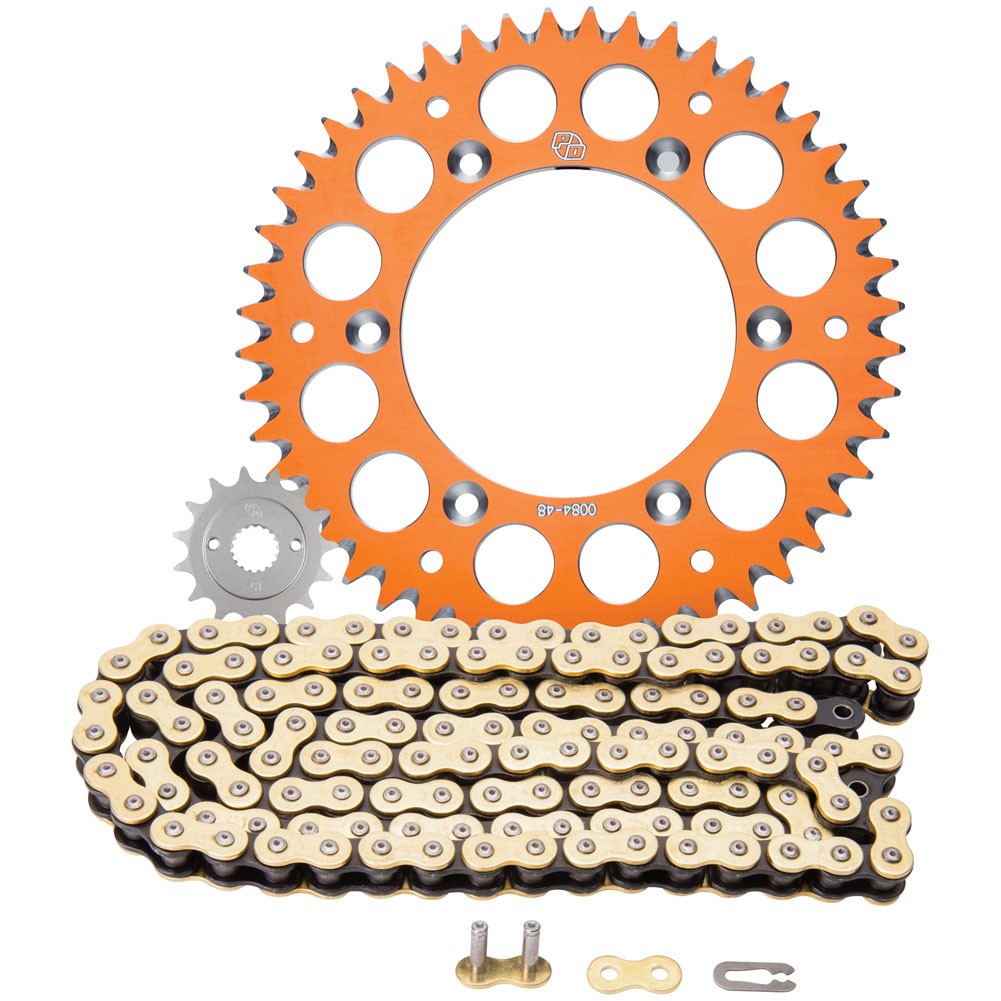 PD Front Rear Orange Sprocket Kit 14T 48T & Gold 420 Chain KTM 65 SX 2012-2023