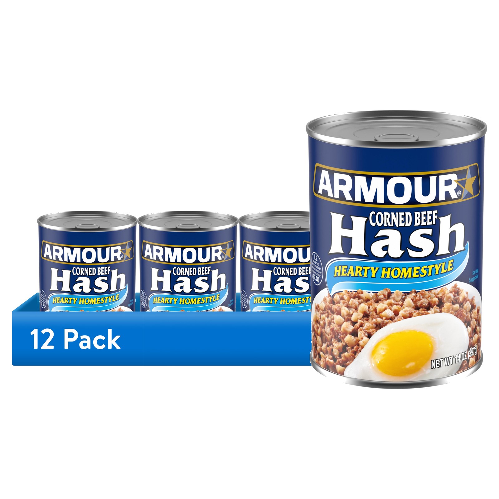 (12 pack) Armour Corned Beef Hash, 16g Protein Per Serving, 14 oz Can (12 pack) Armour Corned Beef Hash, 16g Protein Per Serving, 14 oz Can