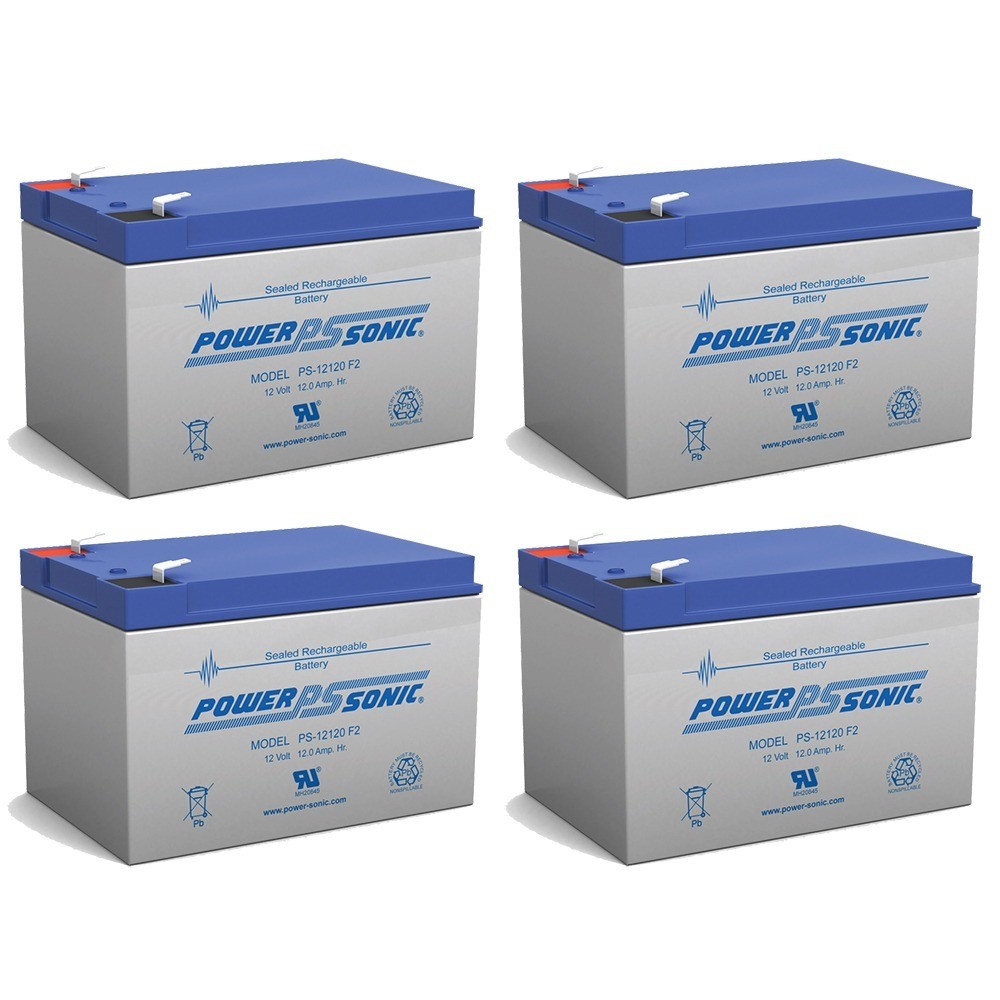 Power-Sonic 4 Pack - 12V 12Ah F2 BATTERY REPL. 6DZM-10, 6-DZM-10 EACH