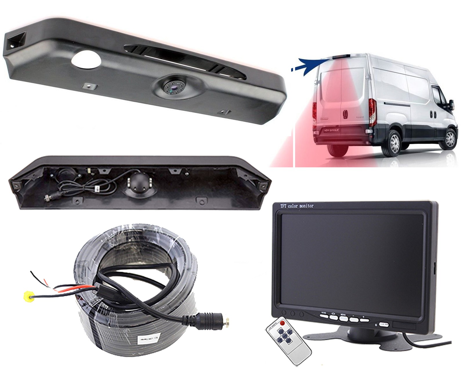 Rear View Camera + Monitor For Iveco Daily 6 Transporter Brake Light Camera 15-21
