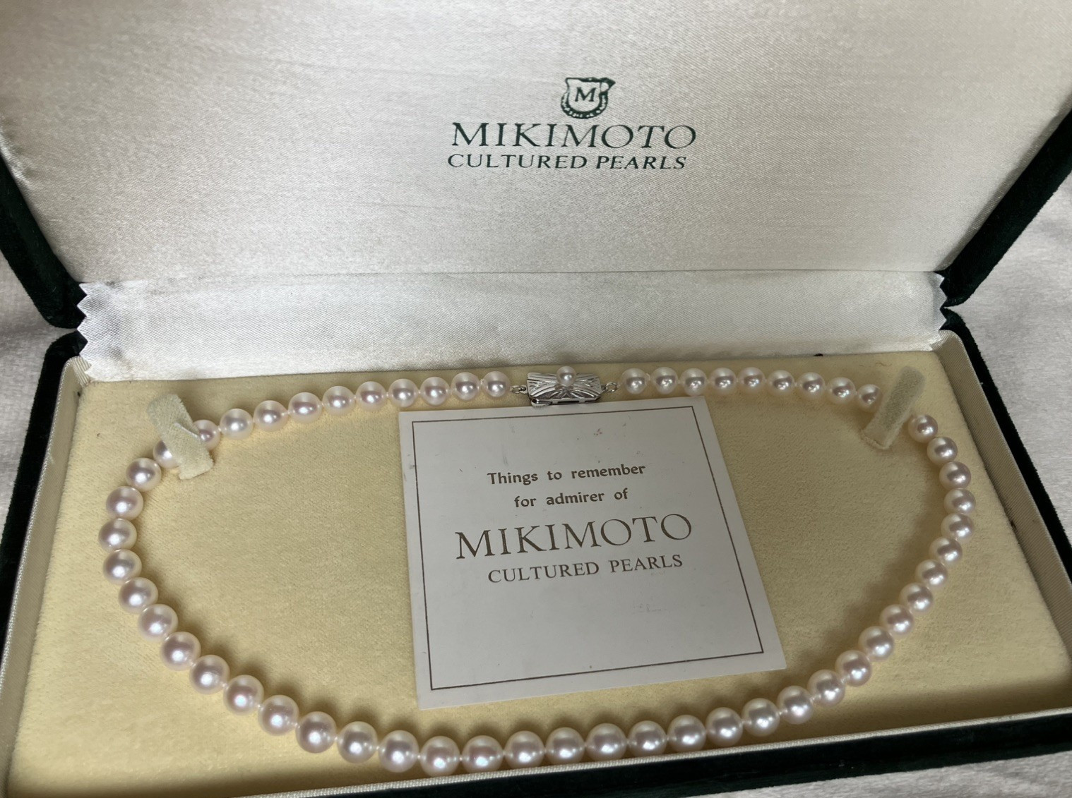 Mikimoto Akoya Pearl Necklace Silver Clasp with Rhodium Finish 6-6.5mm 15.5\