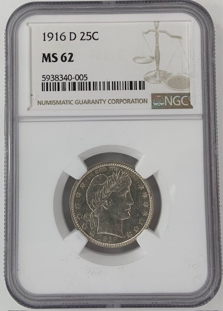 1916 Denver Silver Barber Quarter Dollar - Incredible Luster and Eye-appeal 1916 Denver Silver Barber Quarter Dollar - Incredible Luster and Eye-appeal