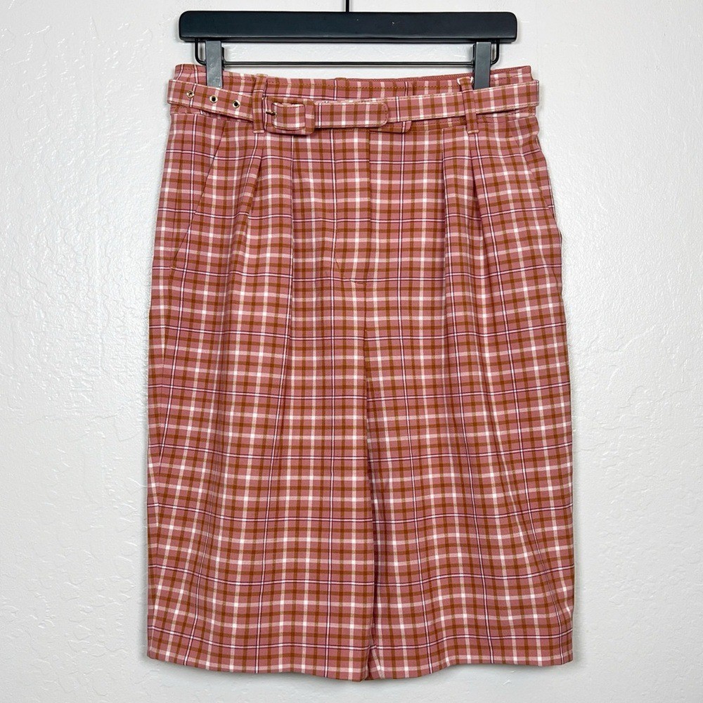 ZIMMERMANN Women\'s Size 1 / US 6 Cranberry Check Kaleidoscope Tailored Shorts