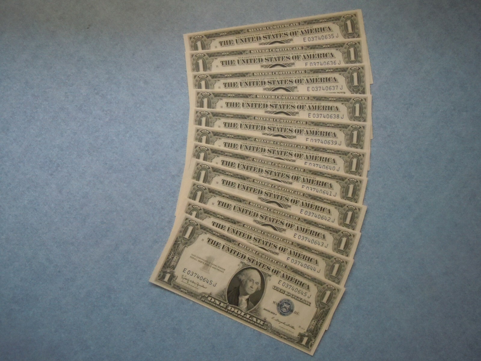 (11) 1935 H $1 Consecutive Silver Certificates Uncirculated \