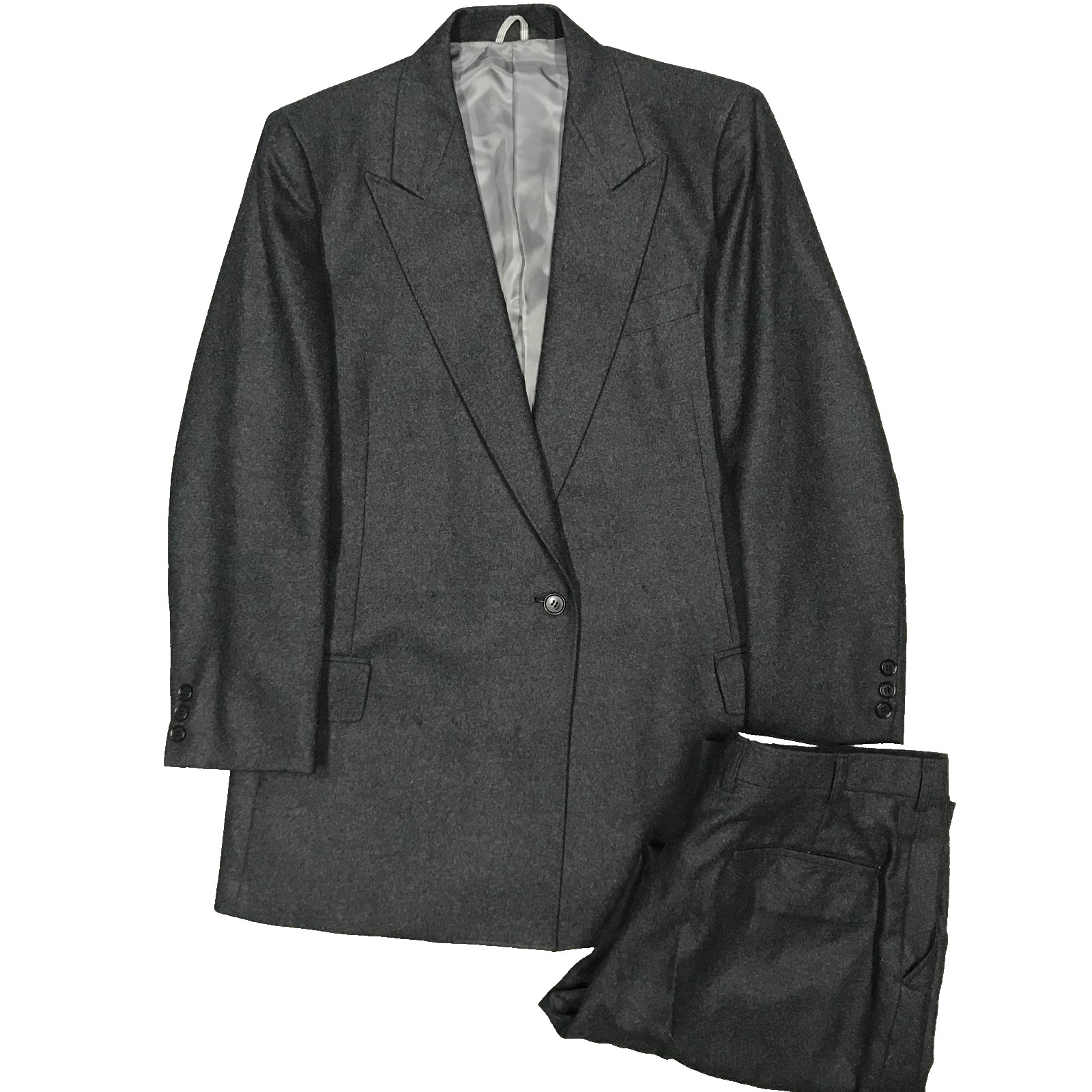 Vintage James Edmond Womens Suit Flannel Wool 2pc Single Button Grey Medium Vintage James Edmond Womens Suit Flannel Wool 2pc Single Button Grey Medium
