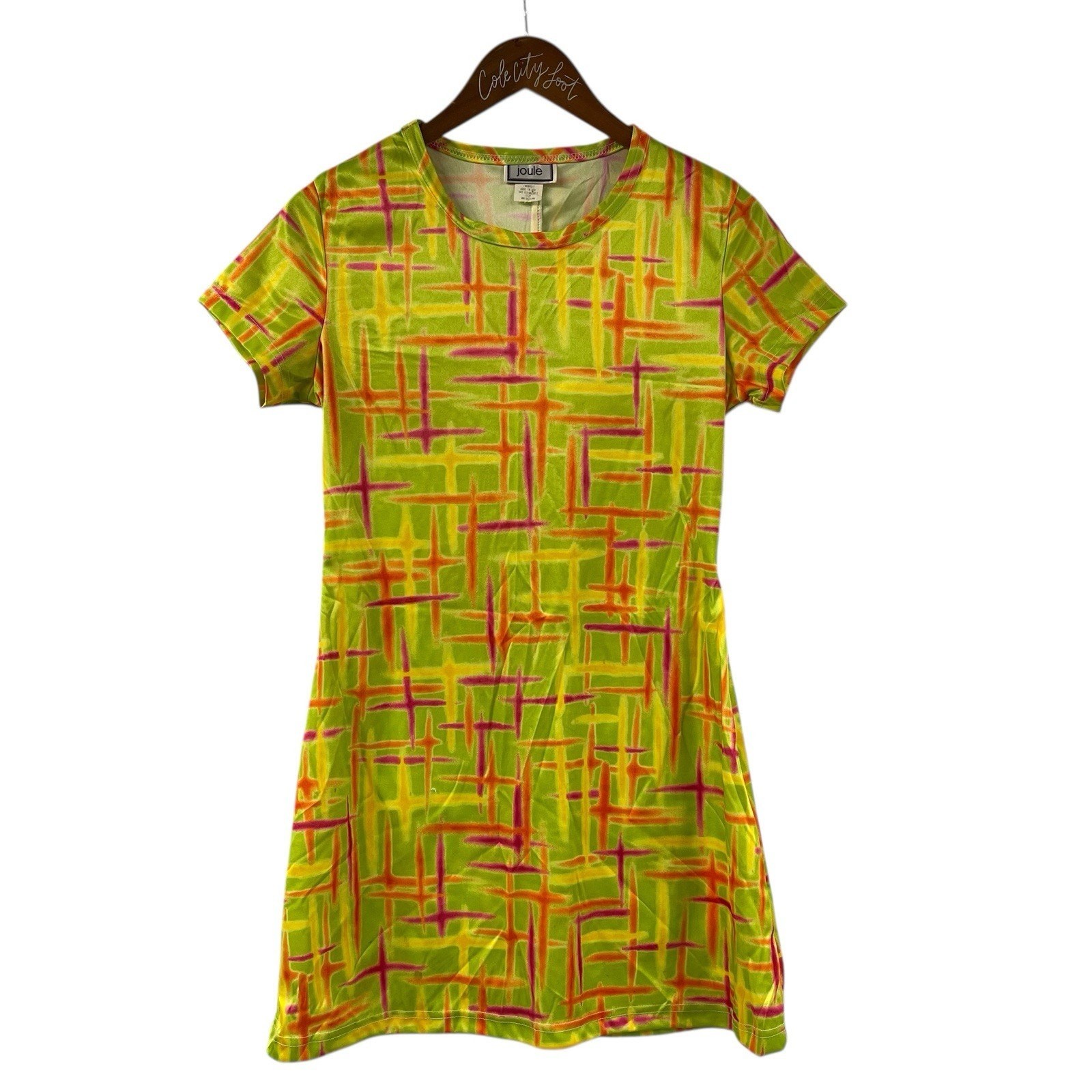 Joule Silky Green Abstract Print Mini Dress Medium Vintage USA Joule Silky Green Abstract Print Mini Dress Medium Vintage USA