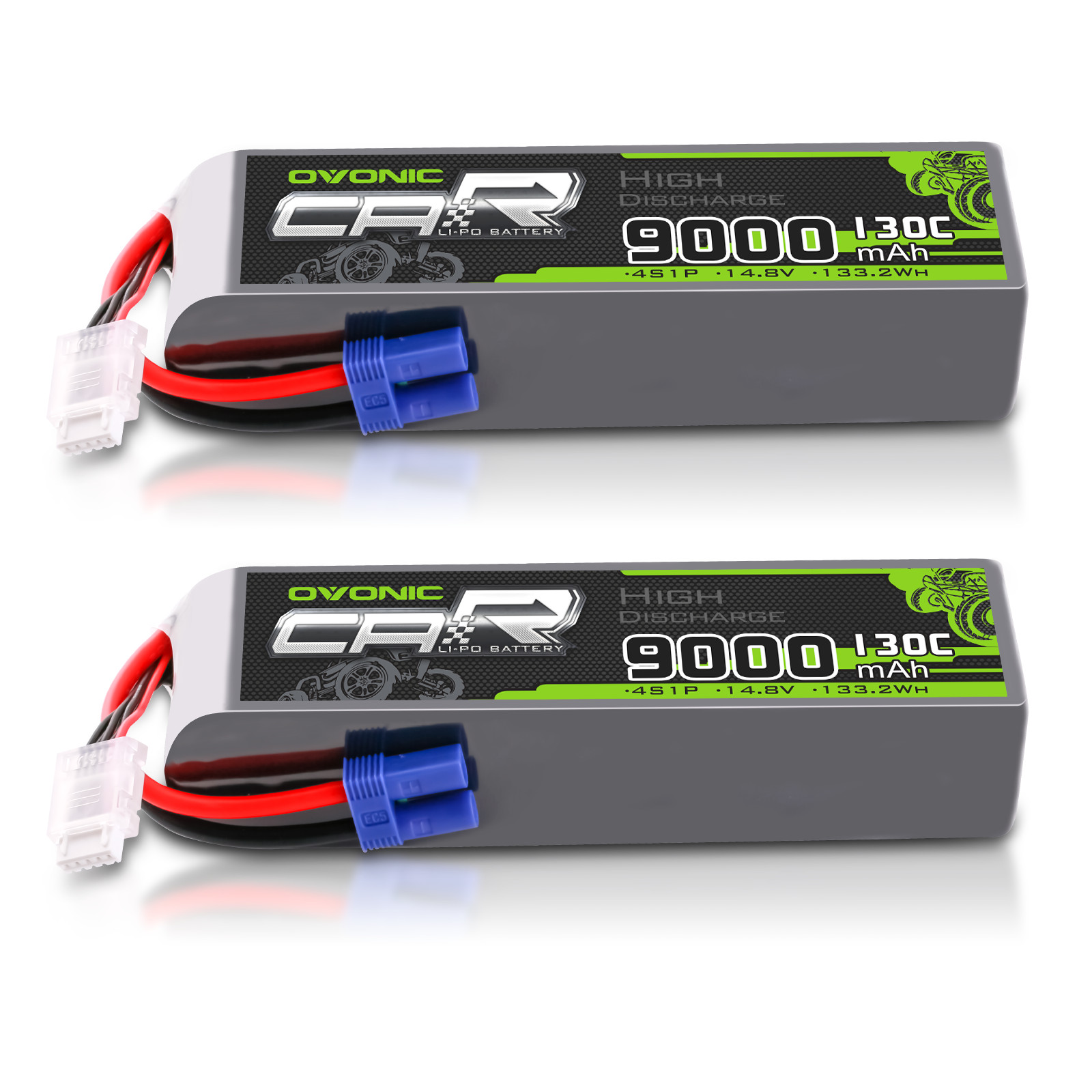 2x Ovonic 14.8V 130C 4S 9000mAh Lipo Battery EC5 for RC Car Airplane Jet Heli