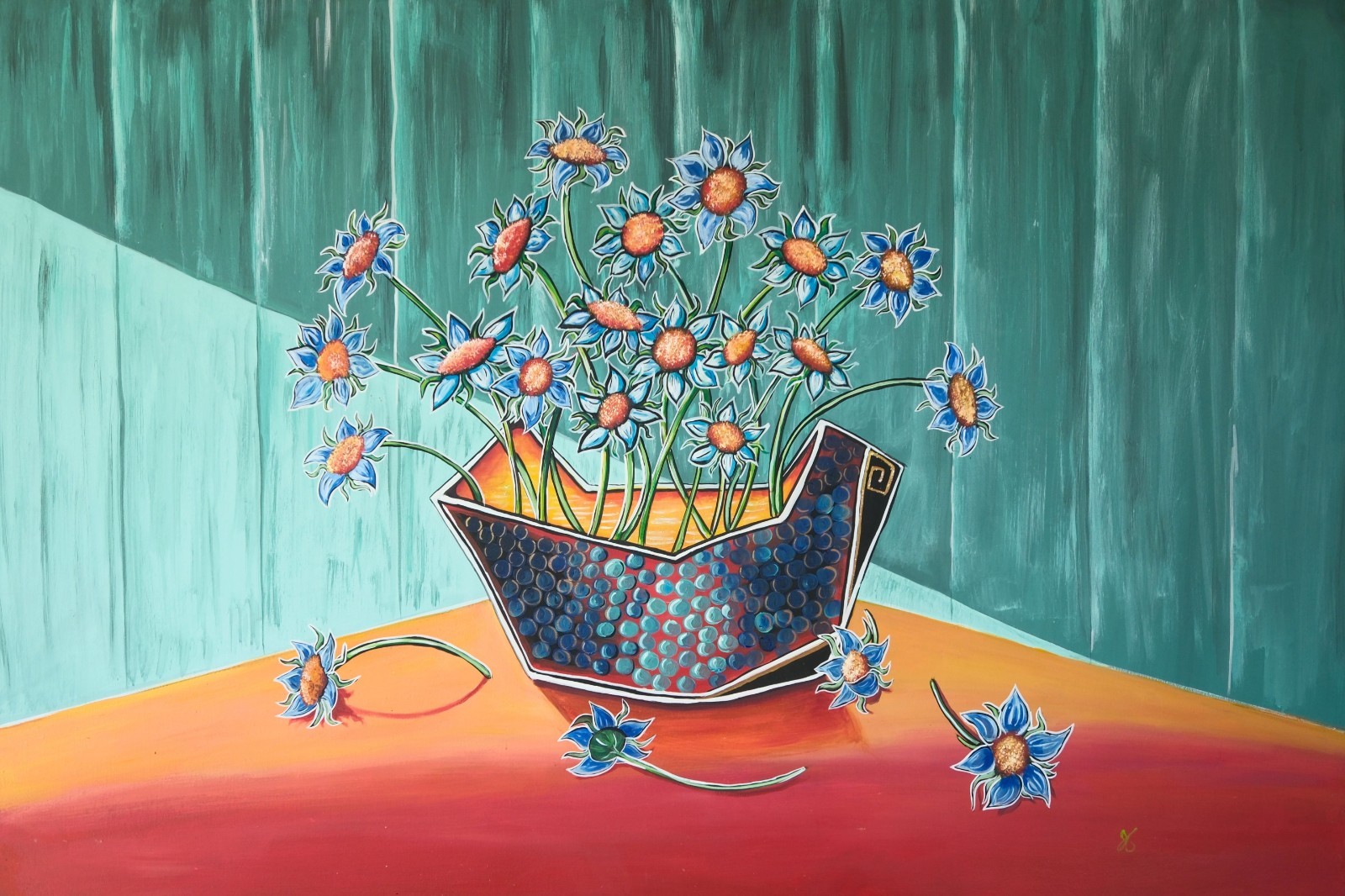 Large original sunflowers painting by One Kaas