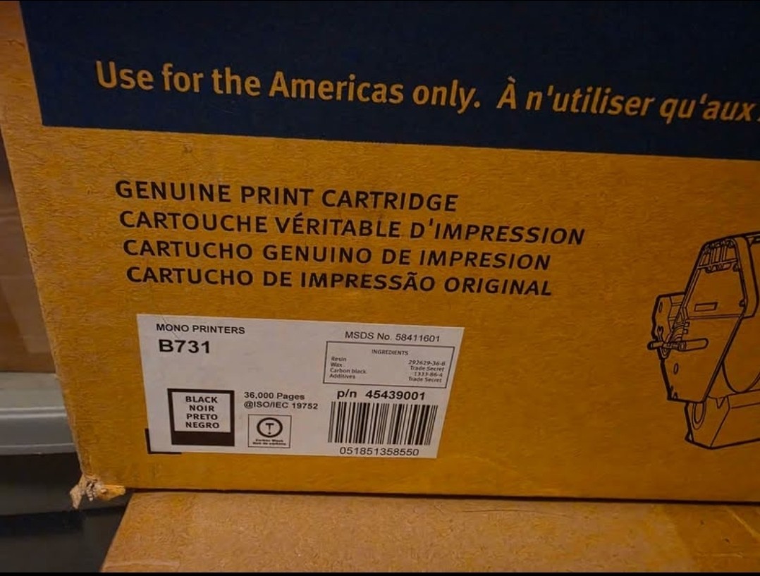 OKI 45439001 Black Toner Cartridge - B731  New Genuine Oki