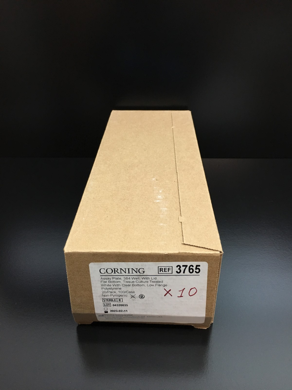Corning REF 3765 384-Well Cell Culture-Treated Flat-Bottom Microplate Lot 10 PKS