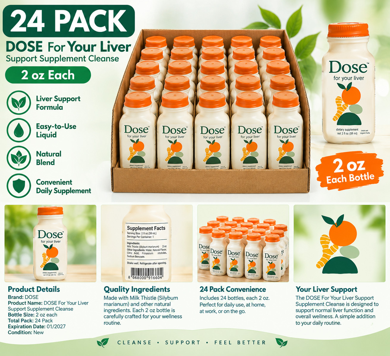 Dose for your Liver Daily Liquid Dietary Supplement 2 oz PACK 24 Dose for your Liver Daily Liquid Dietary Supplement 2 oz PACK 24