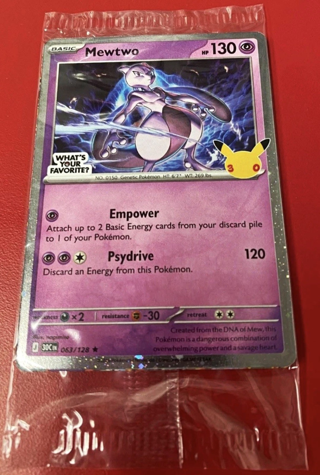 Pokemon 30th Anniversary Mewtwo Celebrations Promo Card Exclusive 063/128 Pokemon 30th Anniversary Mewtwo Celebrations Promo Card Exclusive 063/128