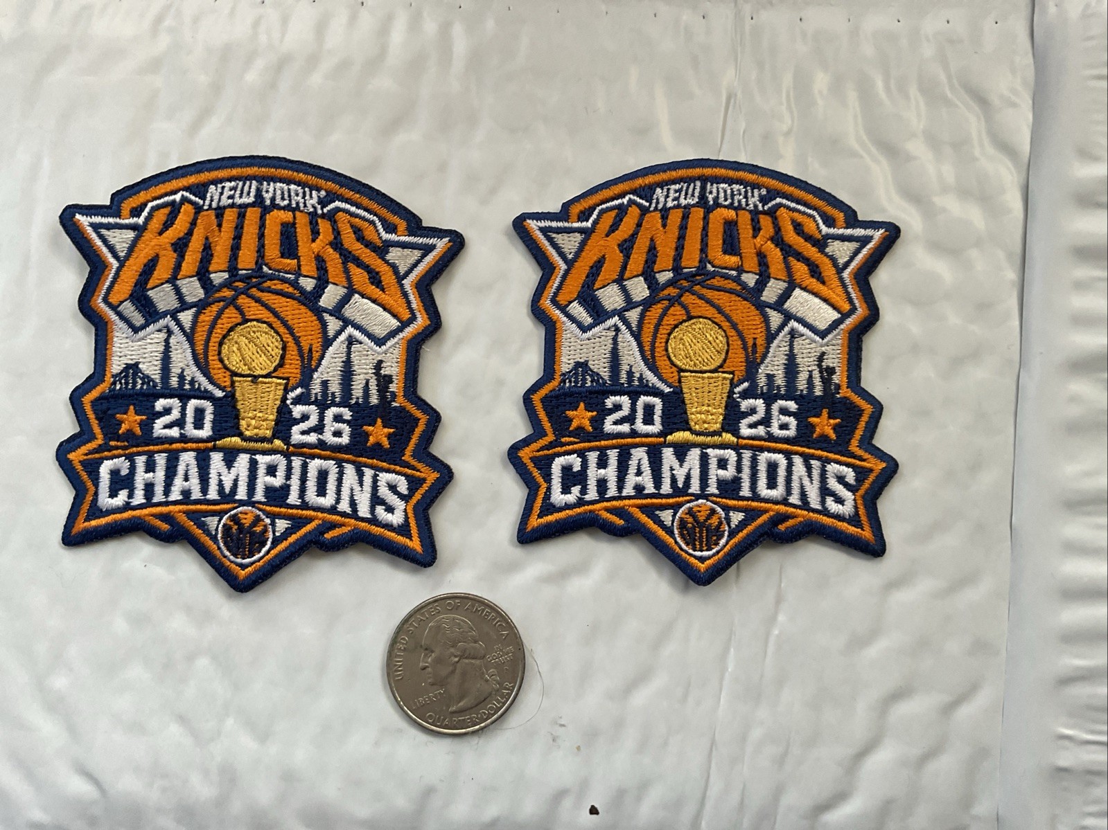 (2) New York Knicks Embroidered Iron On Patches Patch Lot 3”. 2.5” Grade A1