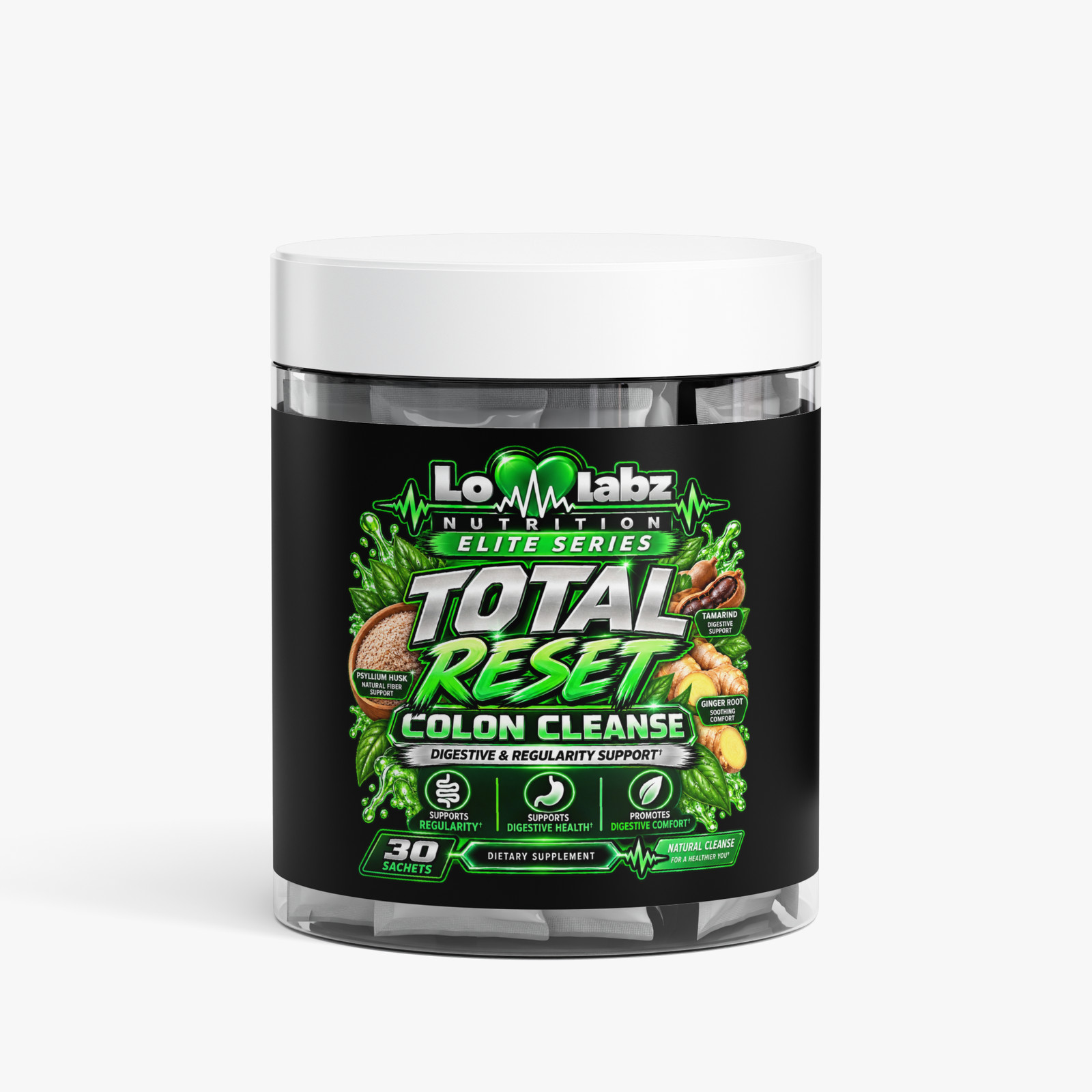 Lo Labz Nutrition Total Reset Colon Cleanse Digestive Regularity Support 30 Sach