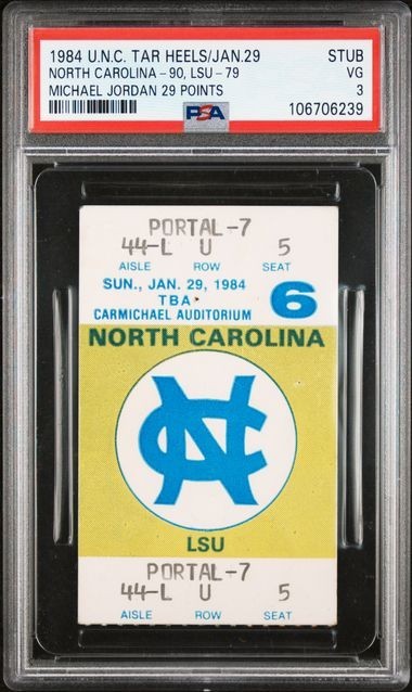 1984 Michael Jordan 29 Points North Carolina vs LSU RARE College Ticket Stub PSA